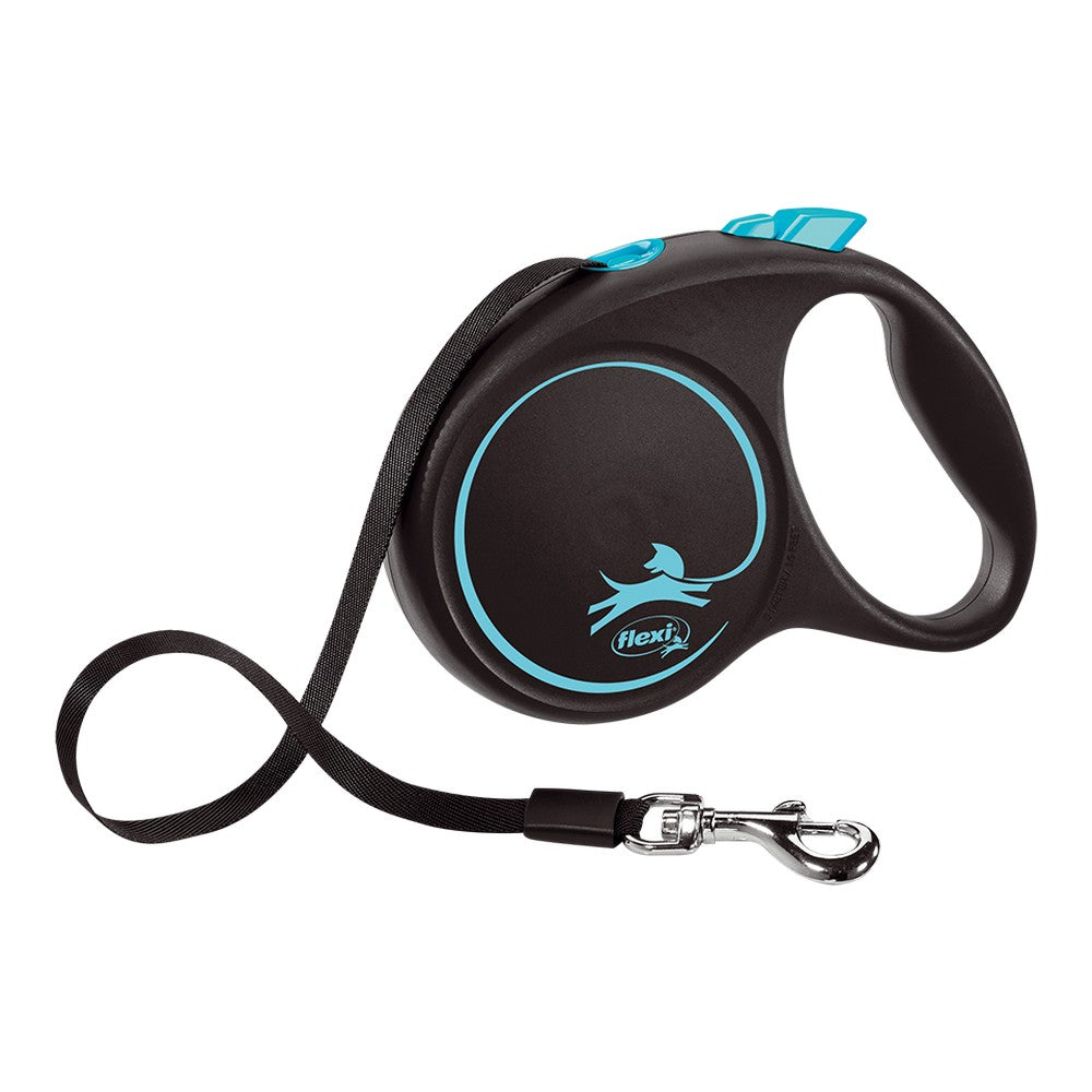 Dog Lead Flexi BLACK DESIGN 5 m Blue Size M by Bigbuy
