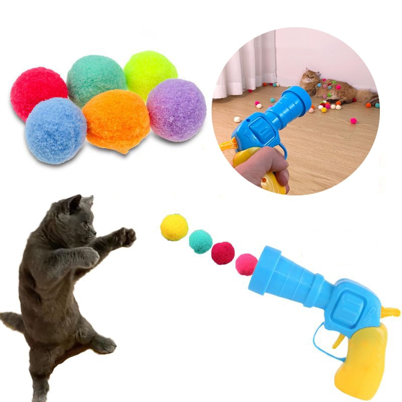 Cat Plush Silent Ball Gun Interactive Toy by My Store